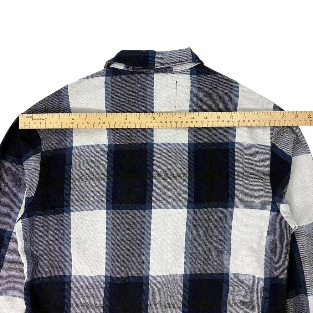 Reserve Fairfax Women’s Plaid Flannel Shacket Blue Gray Button Up Size Small - Picture 13 of 13